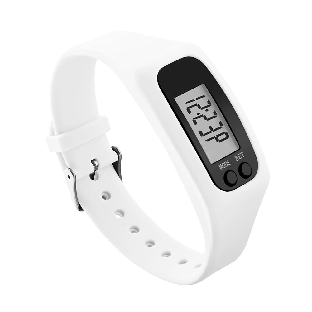 LED Pedometer Bracelet Step Counter Watch 12/24H Time Display Walking Running Pedometer Silicone Step Tracker for Men Women