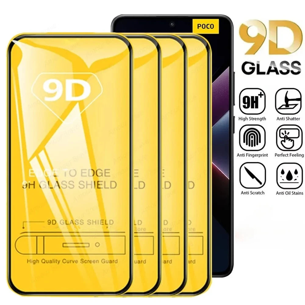 Protective 9D Tempered Glass Screen Protector for POCO X7 X6 X5 X4 X3 Pro C75 C65 C40 M7 M6 F6 F5 Pro