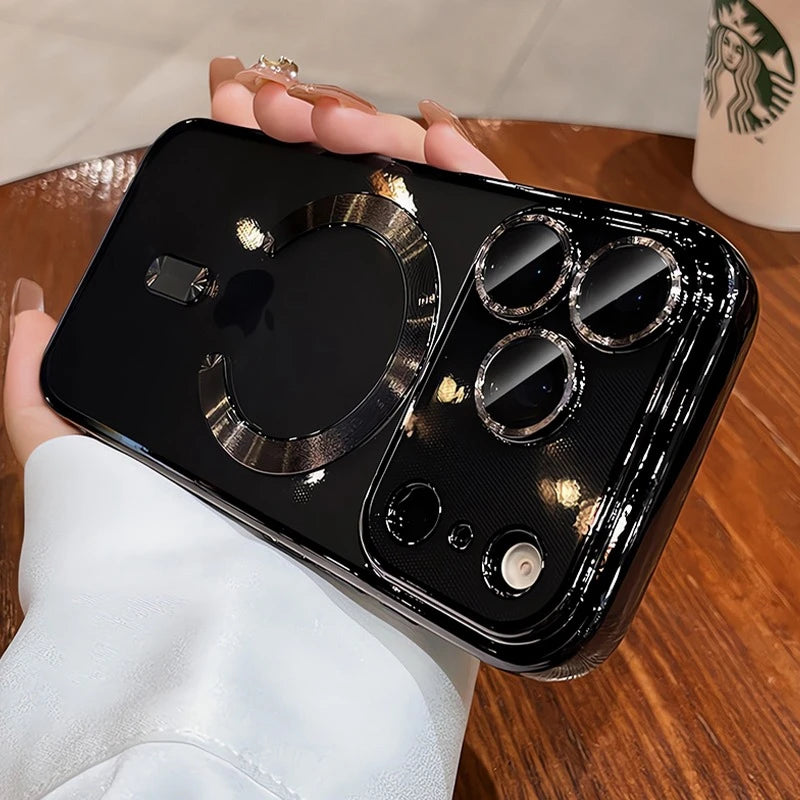 Luxury MagSafe Soft Phone Case for iPhone 11 12 13 14 15 16 17 Pro Max Plus Air, Magnetic Transparent TPU Bumper Cover