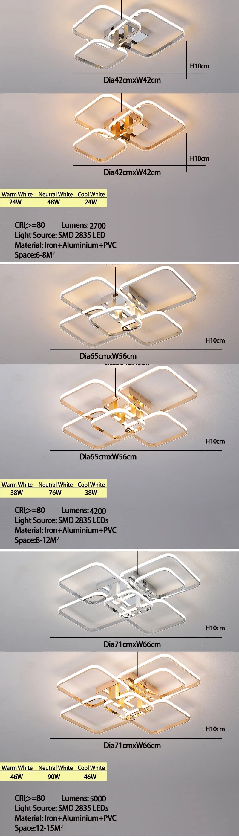 Modern led chandeliers dimmable ceiling chandeleir for living room bedroom Gold chrome 3-6 heads led ceiling lights W/remote