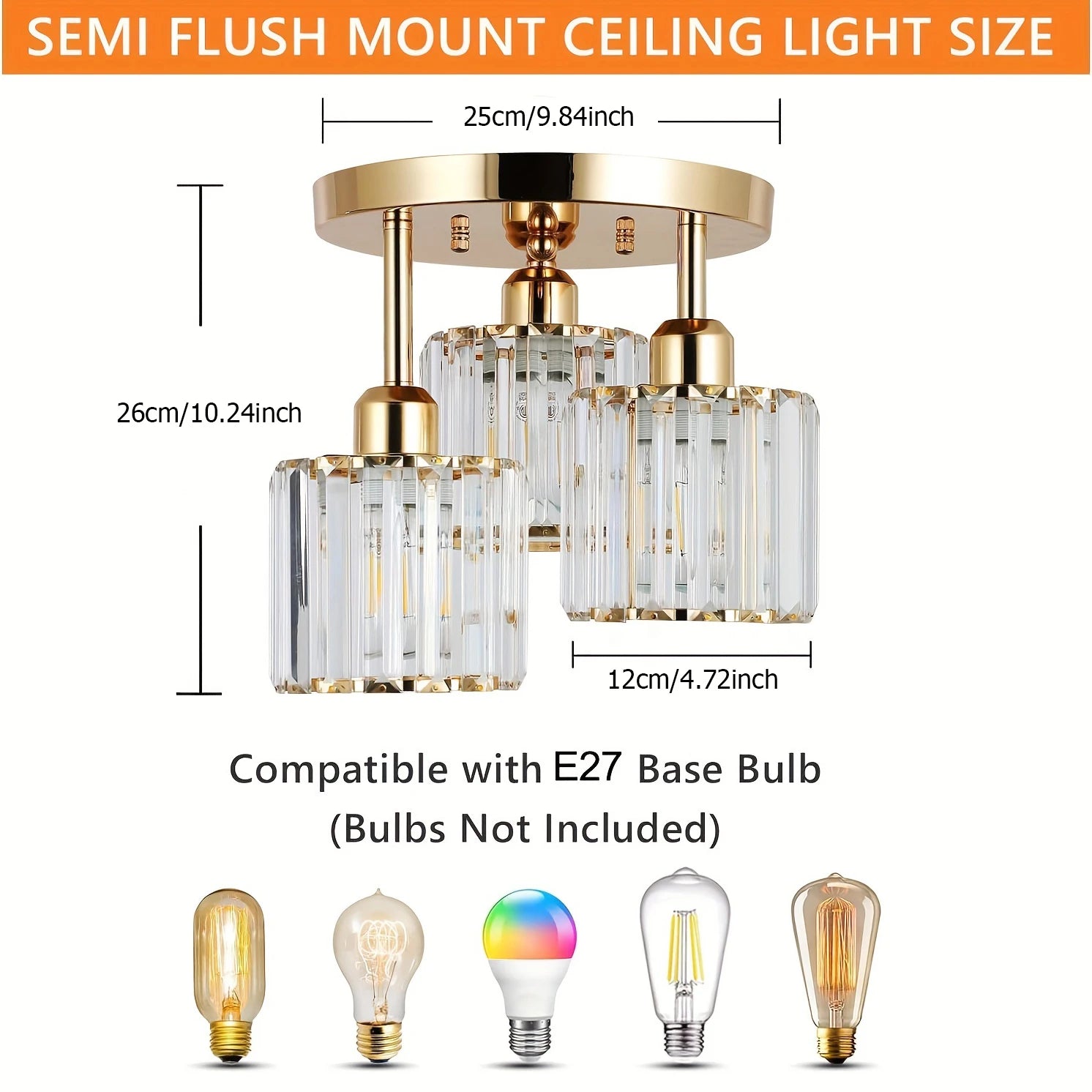 Modern Gold Luxury Crystal 3-ligh E27 chandelier Living Room Bedroom Dining Room Kitchen Foyer Cloak Room Corridor Ceil
