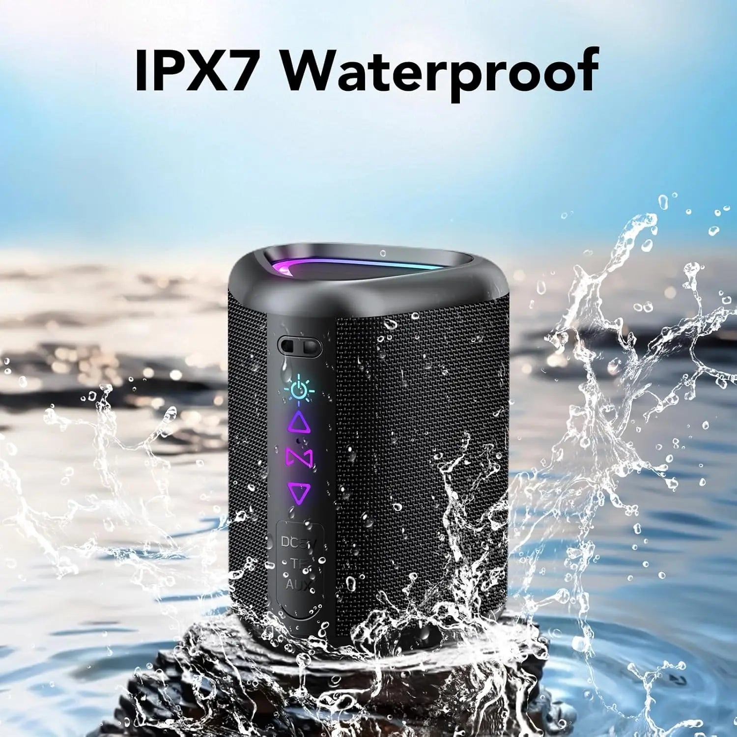 2025 Portable Bluetooth Speaker – Wireless Speaker with LED Light, Bluetooth 5.4, 24H Playtime, Enhanced Bass & IPX7 Waterproof