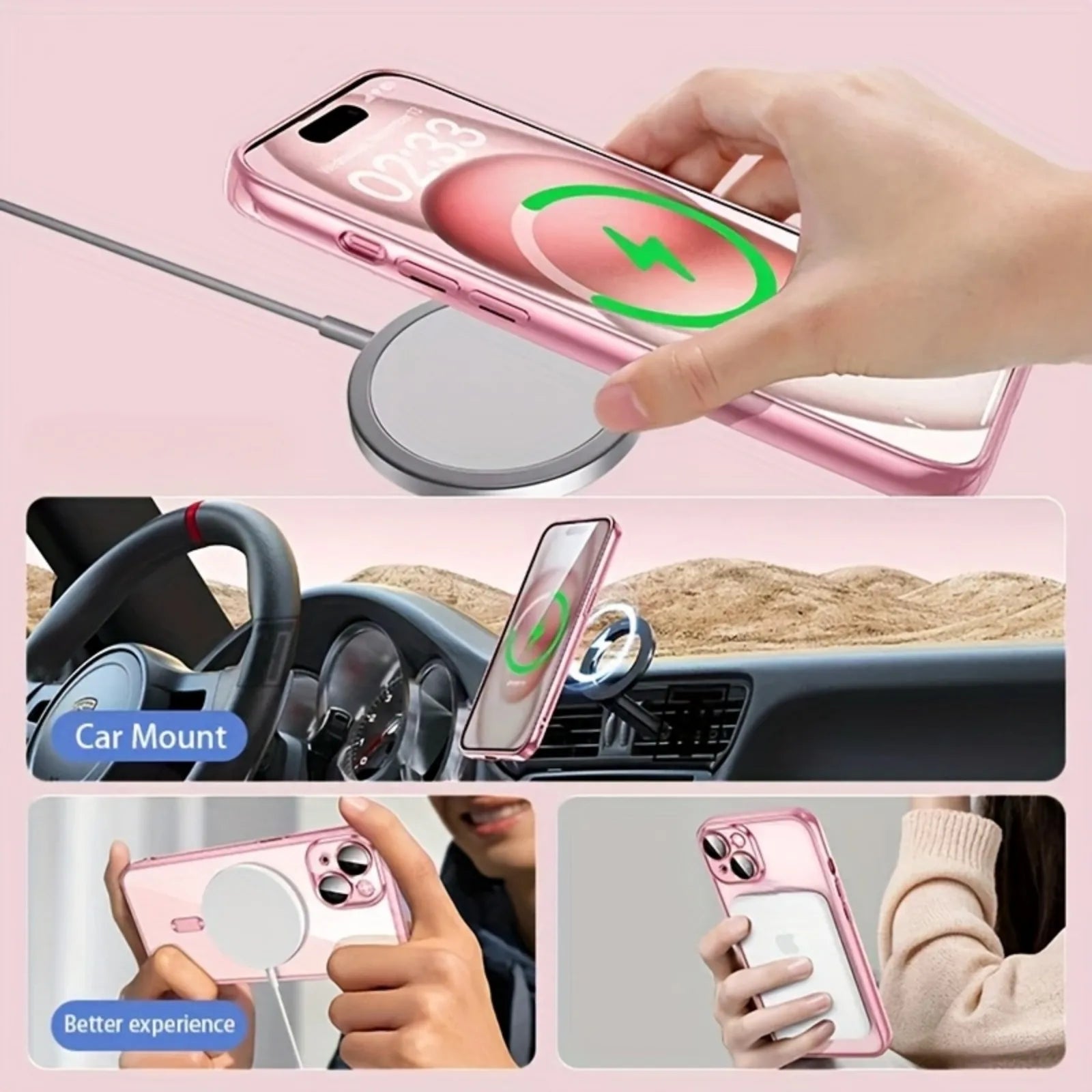 Plated MagSafe Magnetic Case for iPhone 12–17 Pro Max, Plus & Air, Wireless Charging Cover with Camera Lens Protector