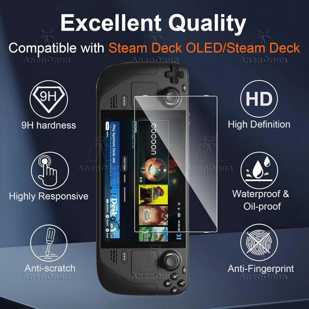 Steam Deck/Steam Deck Oled Tempered Glass Screen Protector 2.5D Curved Edge 9H Hardness Shatterproof Anti-Scratch HD Bubble-Free