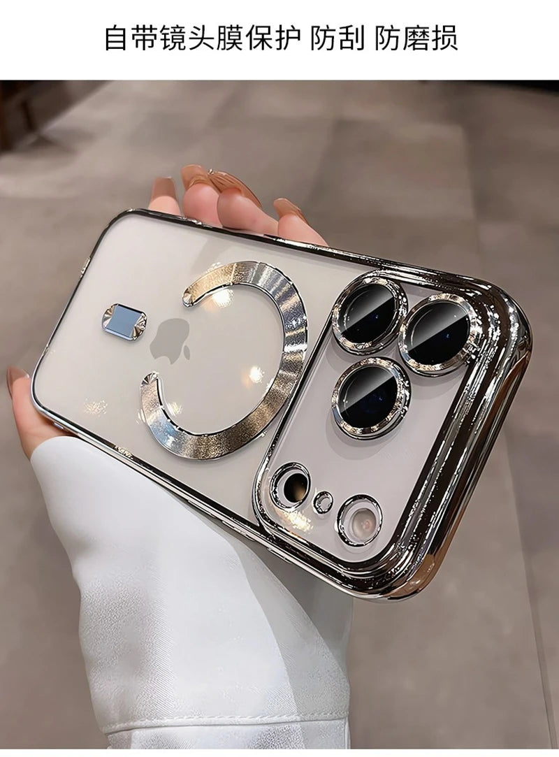 Luxury MagSafe Soft Phone Case for iPhone 11 12 13 14 15 16 17 Pro Max Plus Air, Magnetic Transparent TPU Bumper Cover