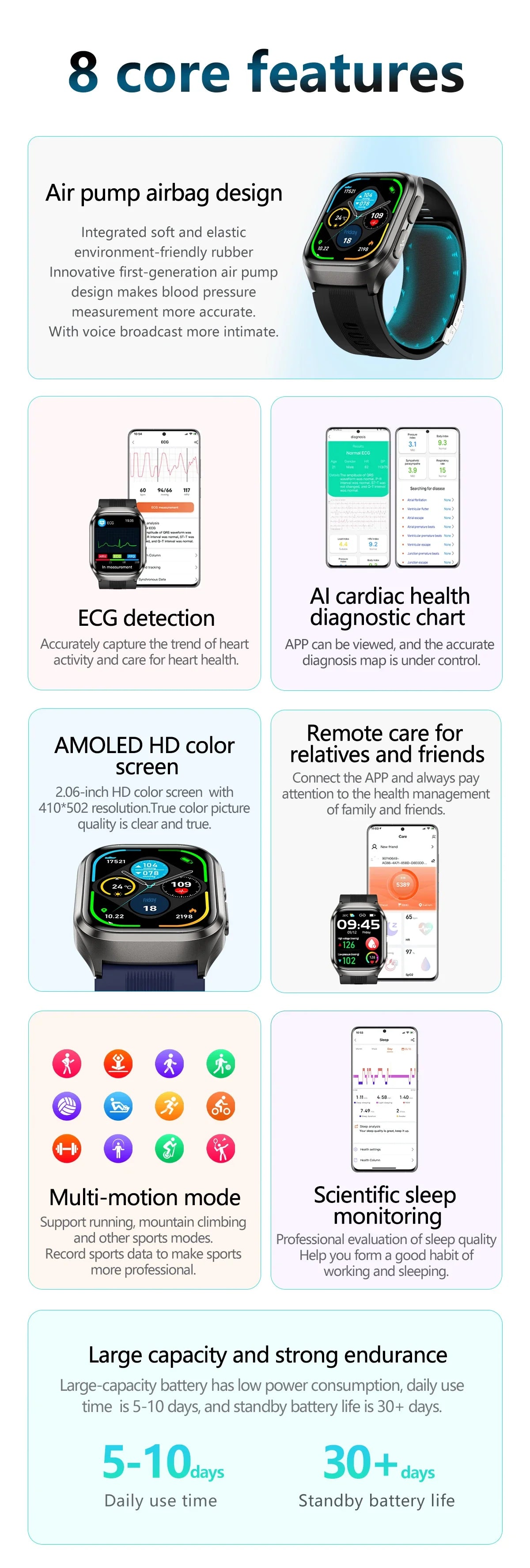 NOYAFA Air Pump Smart Watch Air Sac Accurate Blood Pressure ECG Oxygen Uric Acid Blood Lipids Health Monitoring Smartwatch