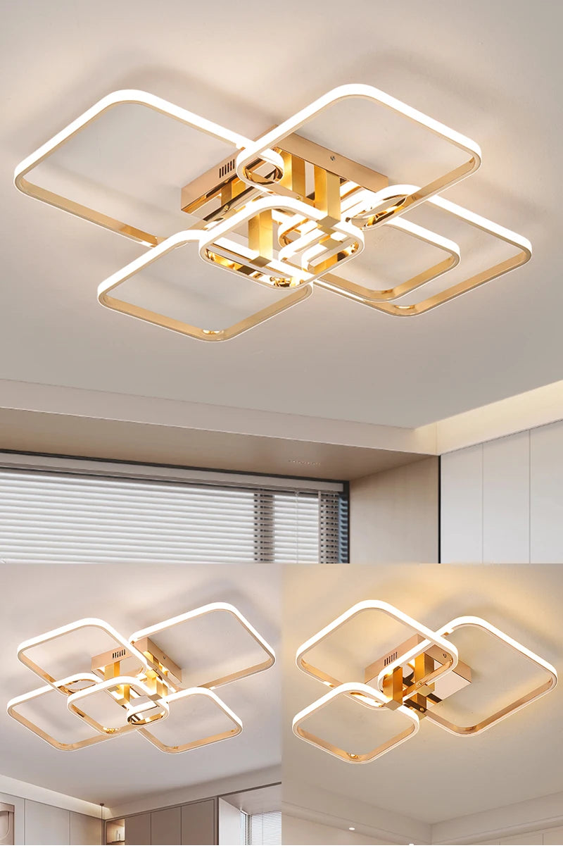 Modern led chandeliers dimmable ceiling chandeleir for living room bedroom Gold chrome 3-6 heads led ceiling lights W/remote
