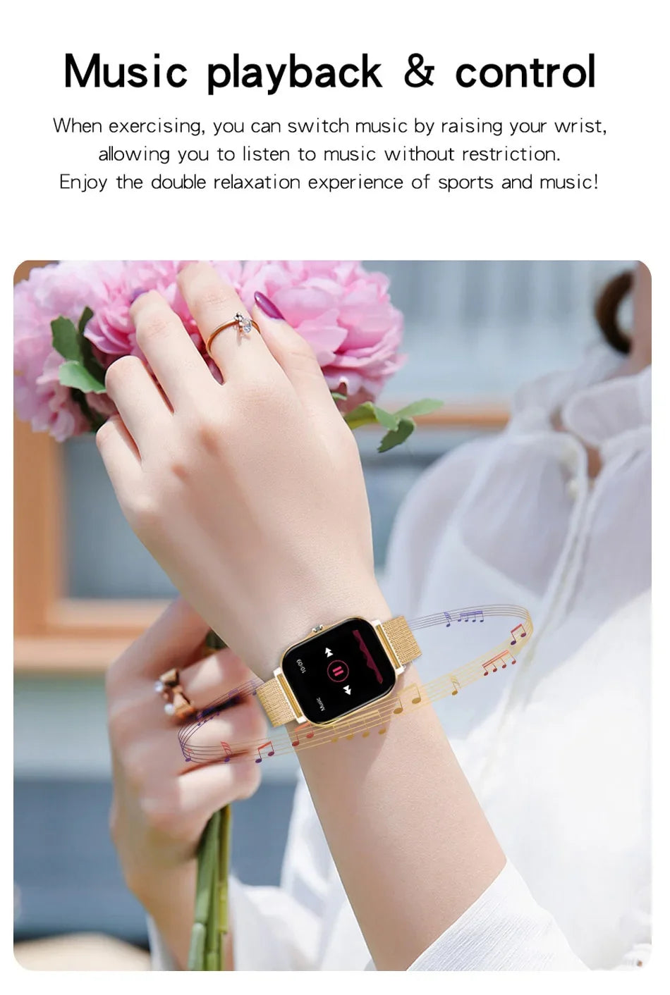 1.44" Smart Watch for Android – Full Touch Color Screen, Bluetooth Call, Magnetic Charging
