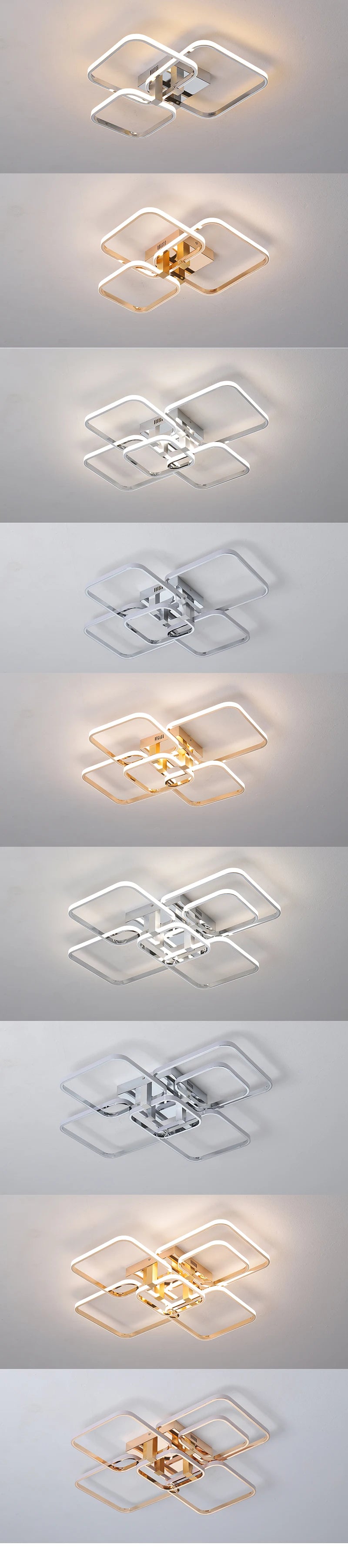Modern led chandeliers dimmable ceiling chandeleir for living room bedroom Gold chrome 3-6 heads led ceiling lights W/remote