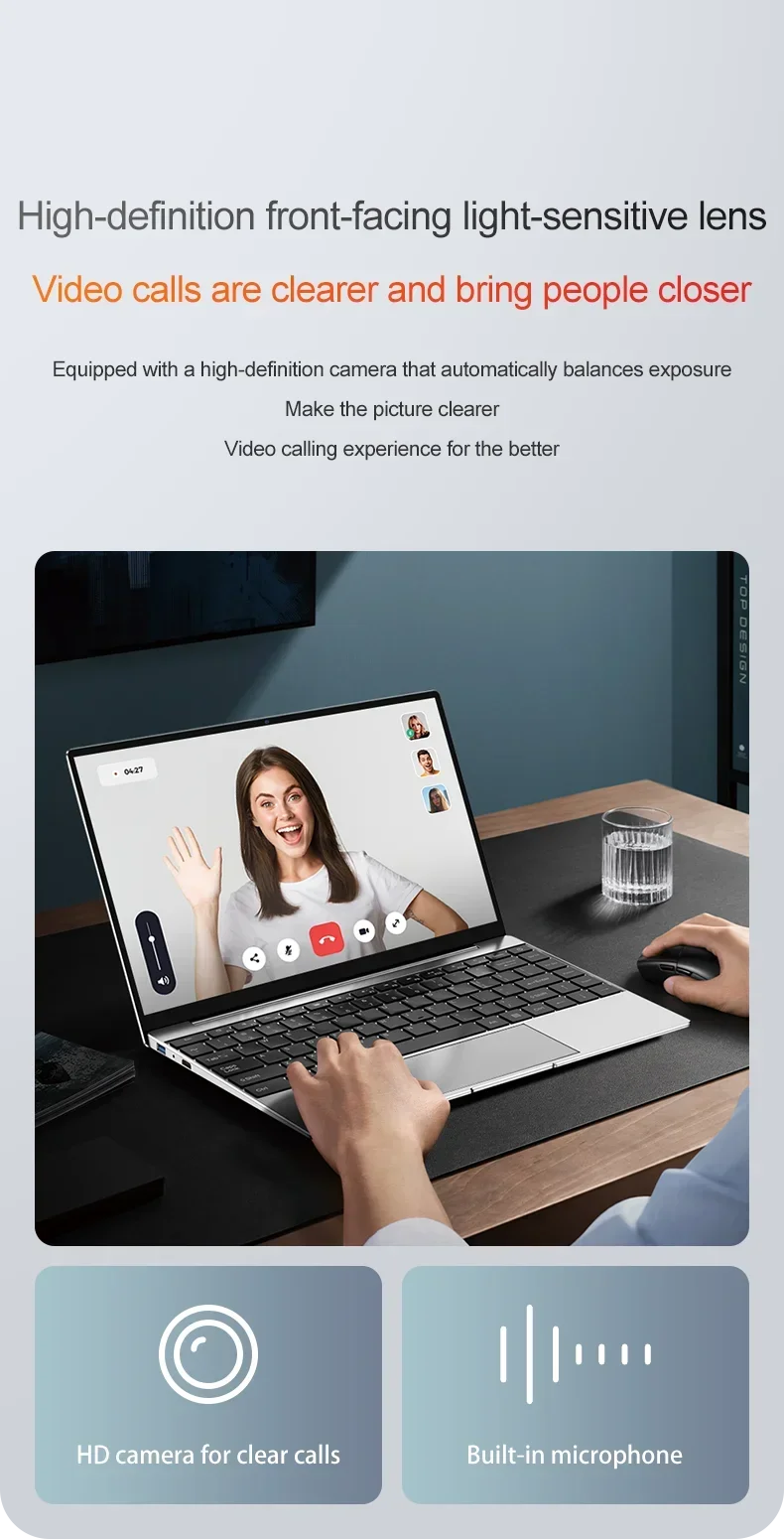 14.1" Ultra Slim Laptop 16GB RAM 2TB SSD Intel N3700 Notebook Gamer Windows 11 1920*1080 Display Office Study Computer PC