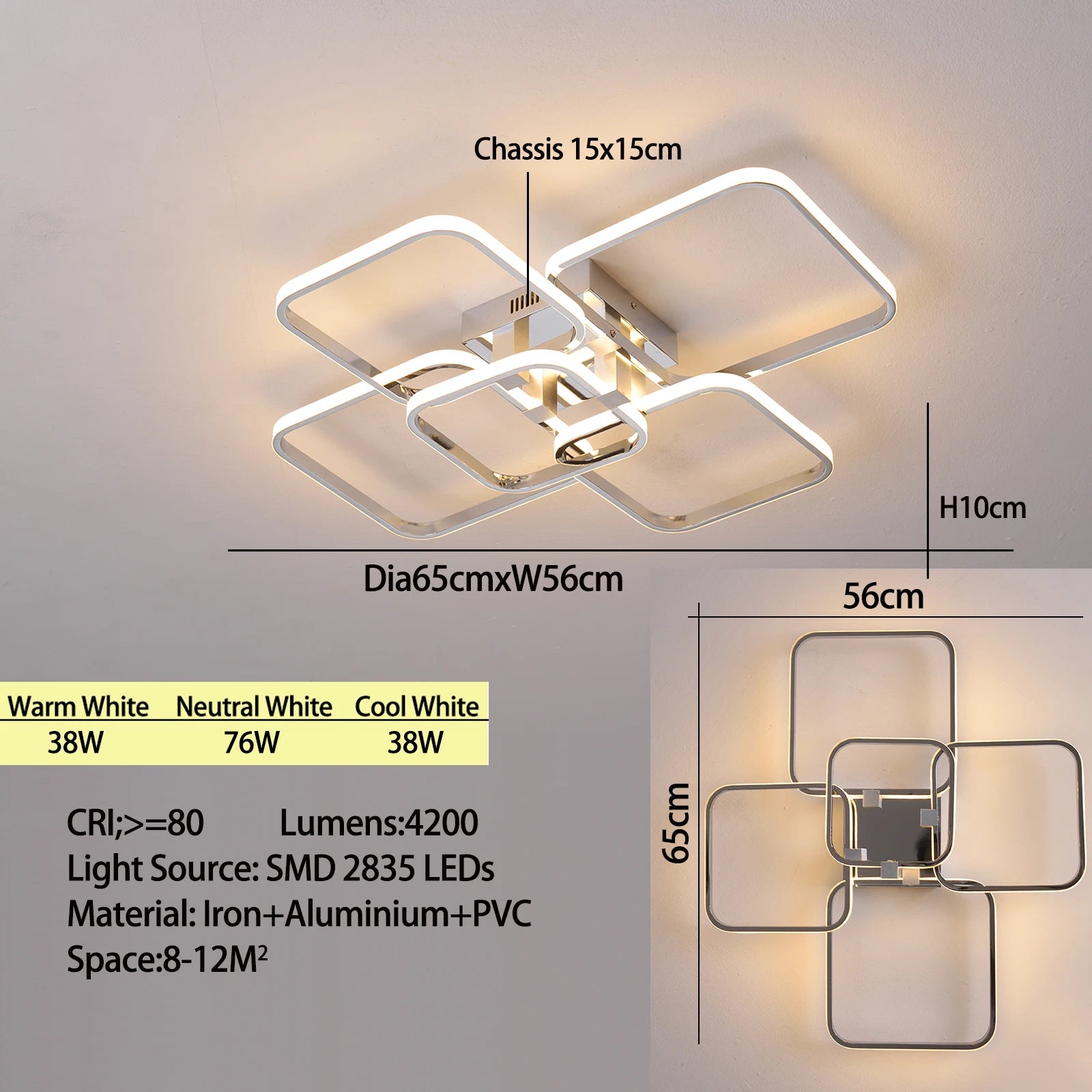 Modern led chandeliers dimmable ceiling chandeleir for living room bedroom Gold chrome 3-6 heads led ceiling lights W/remote