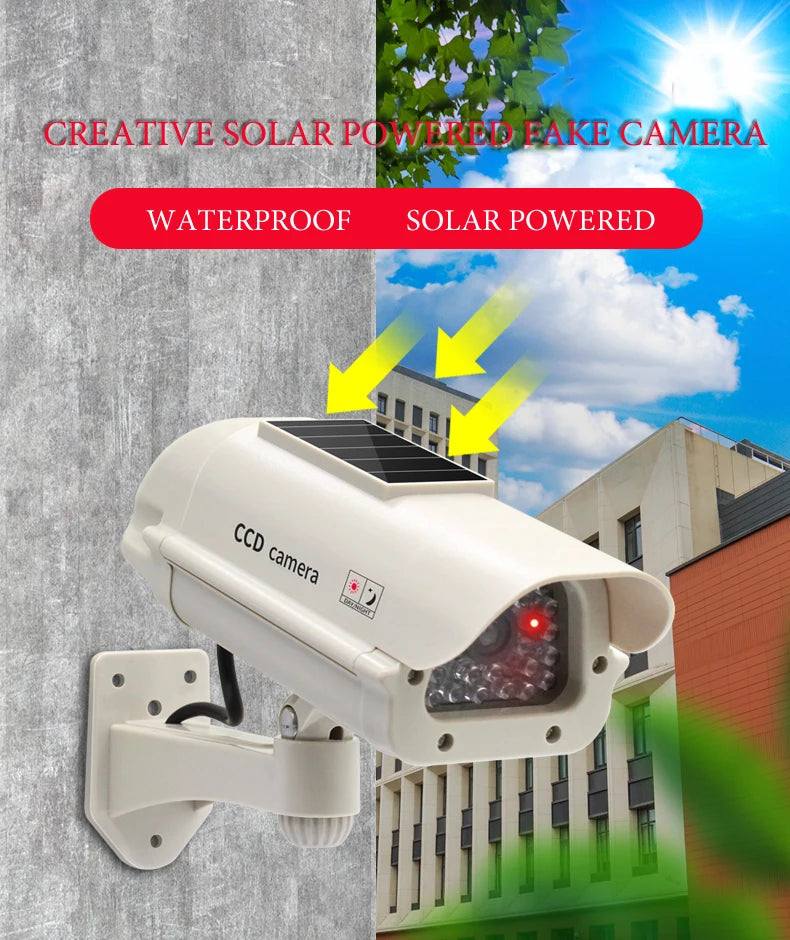 Simulation Solar Powered Waterproof Fake Camera Red Flashing Led CCD Security Camera Home Office Surveillance System Scare Theft