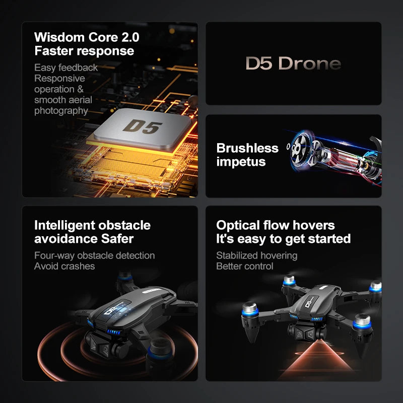 2026 NEW D5 Drones 4K HD Professional Remote Control Helicopter Plane RC Dron With Screen obstacle avoidance FPV Quadcopter Toys