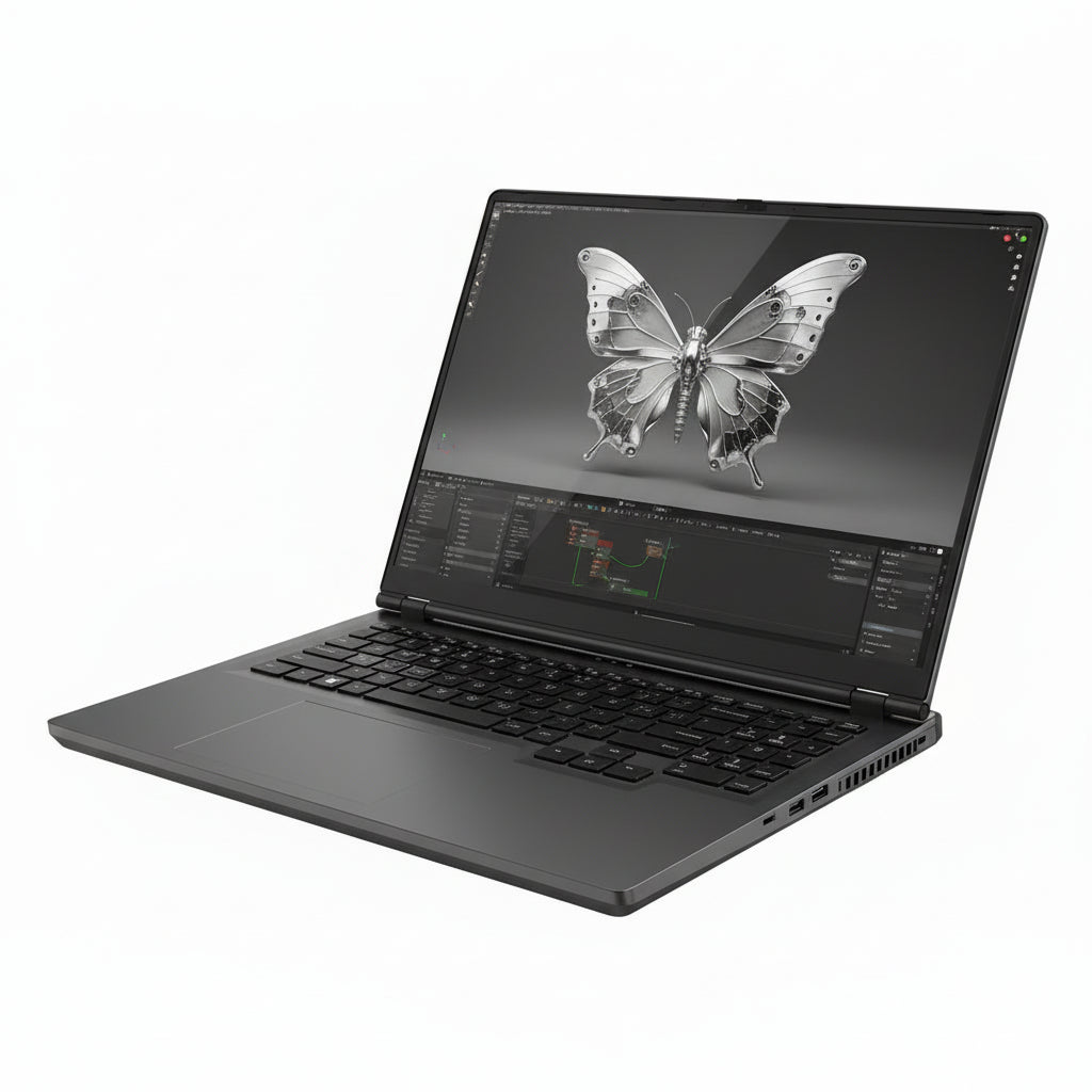 Laptop with Intel HD Graphics and NVIDIA GTX 1060 6GB on a dark background
