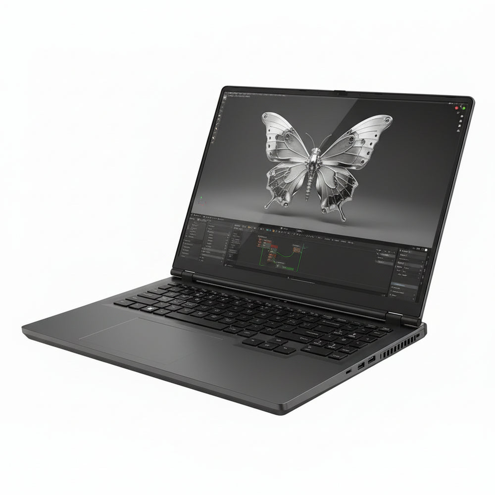 Laptop with Intel HD Graphics and NVIDIA GTX 1060 6GB on a dark background