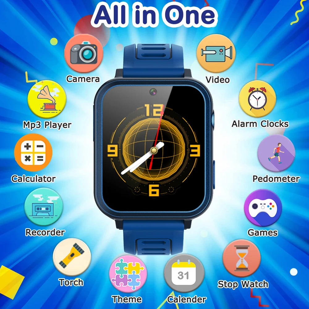 Children’s Smart Watch – 24 Games, Music Player, Pedometer, Video & Audio Recorder, Torch, Kids Wristwatch with Time Display