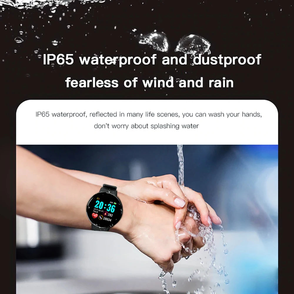 D18 Smart Watch for Men & Women – Waterproof Fitness Tracker with Blood Pressure & Heart Rate Monitor for Android & iOS