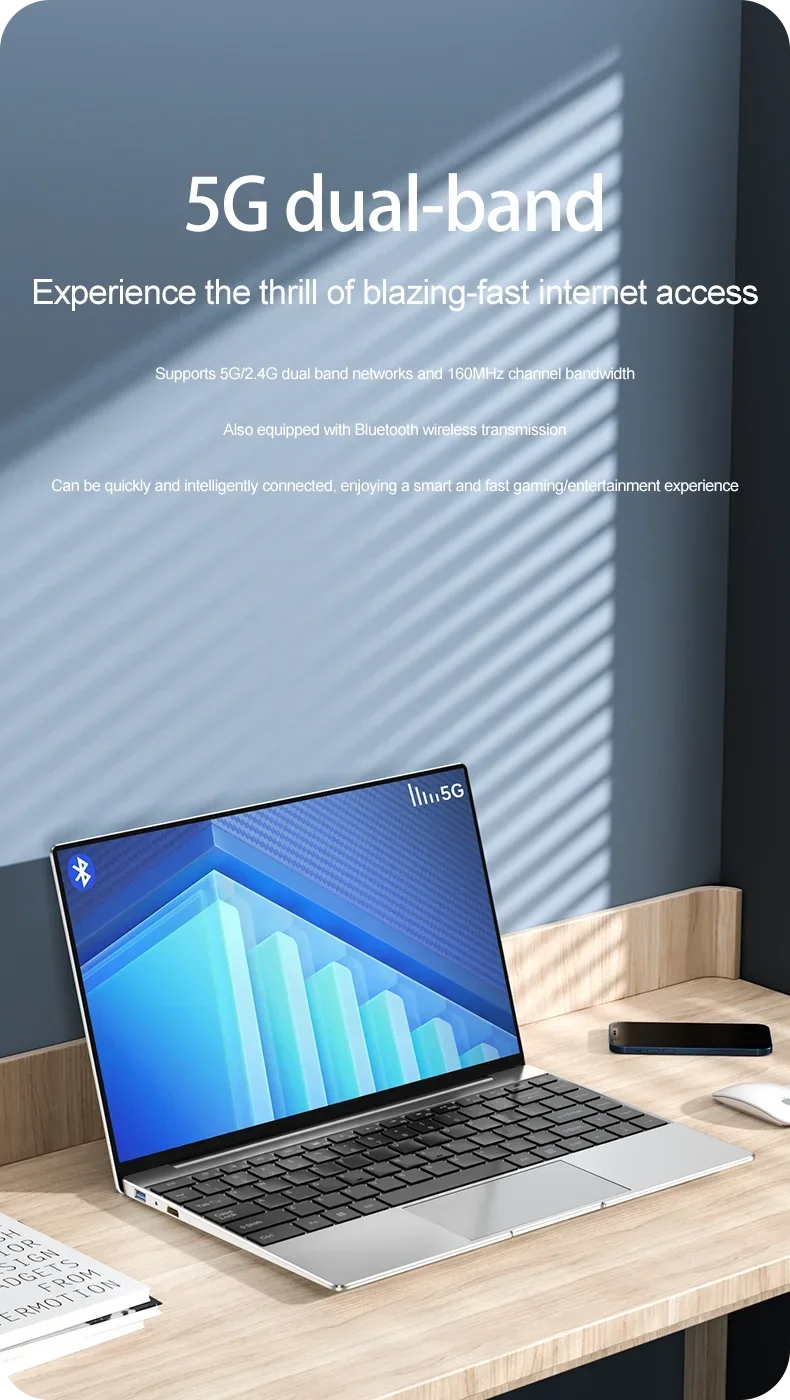 14.1" Ultra Slim Laptop 16GB RAM 2TB SSD Intel N3700 Notebook Gamer Windows 11 1920*1080 Display Office Study Computer PC