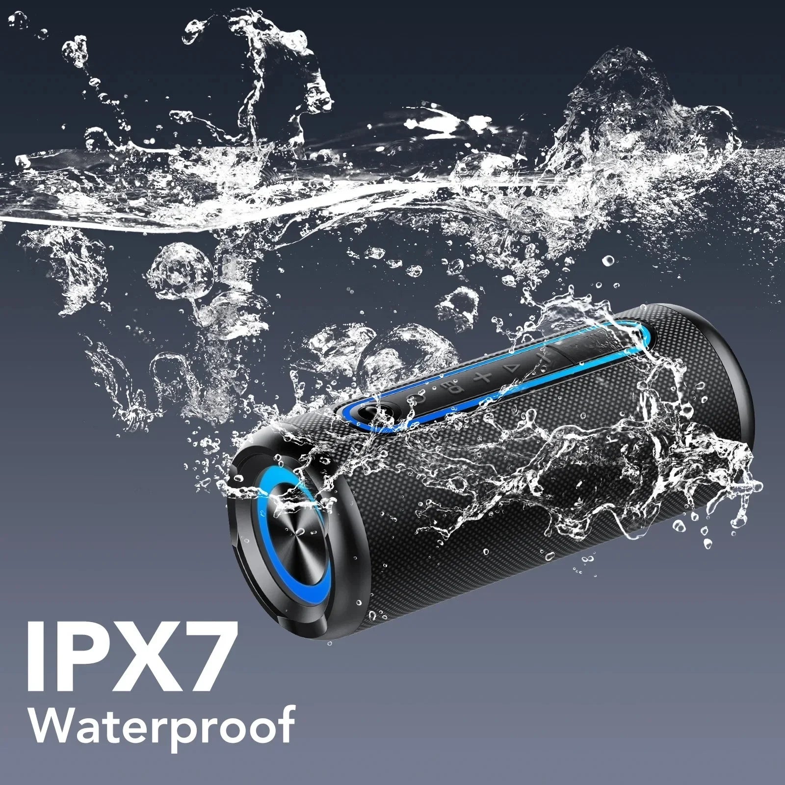 Portable Bluetooth Speaker – 30W Loud Stereo, BT5.4, IPX7 Waterproof, 24H Playtime Wireless Speaker