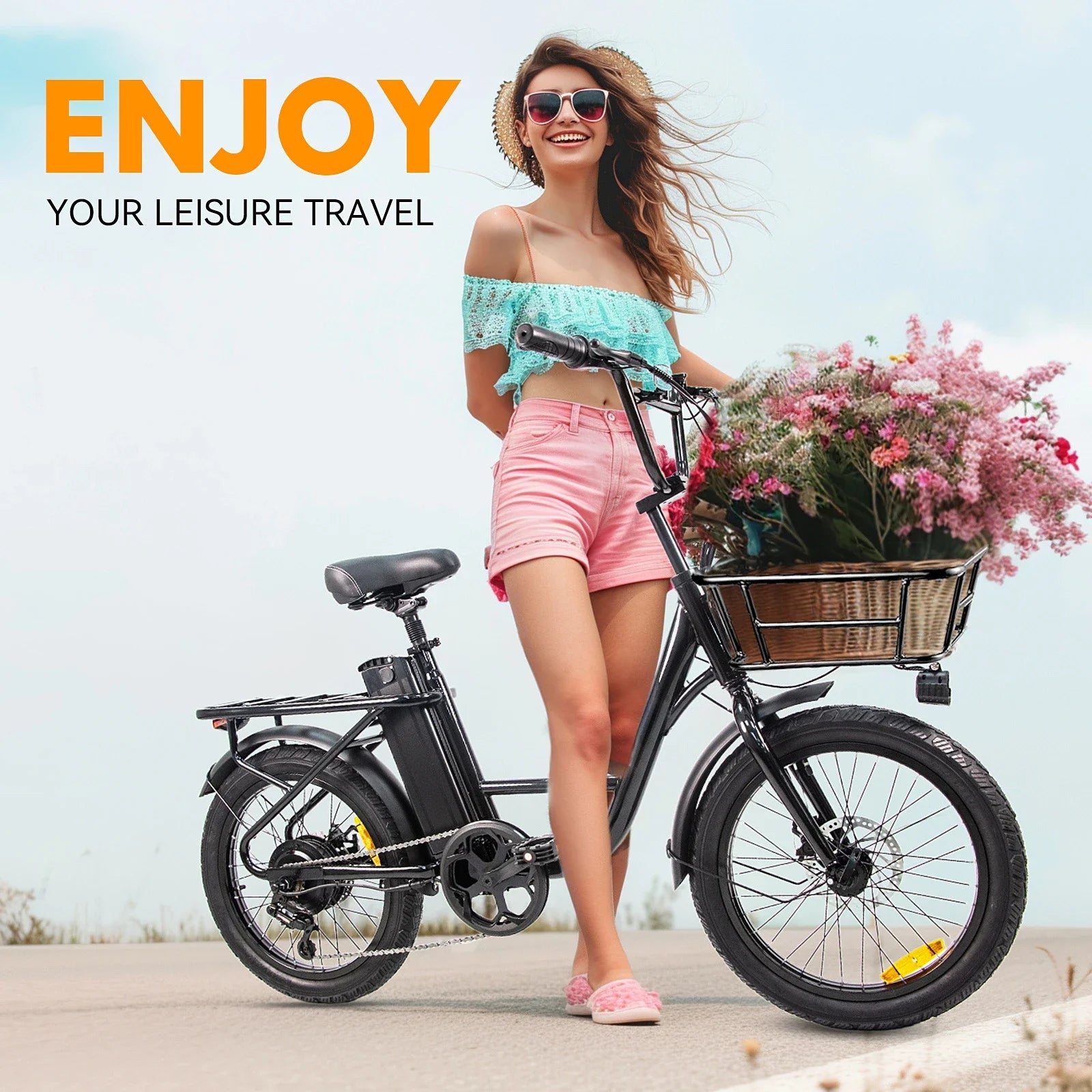 20-inch electric bike, stylish city commuter bike with 750W efficient motor, 48V-10ah lithium battery outing electric moped