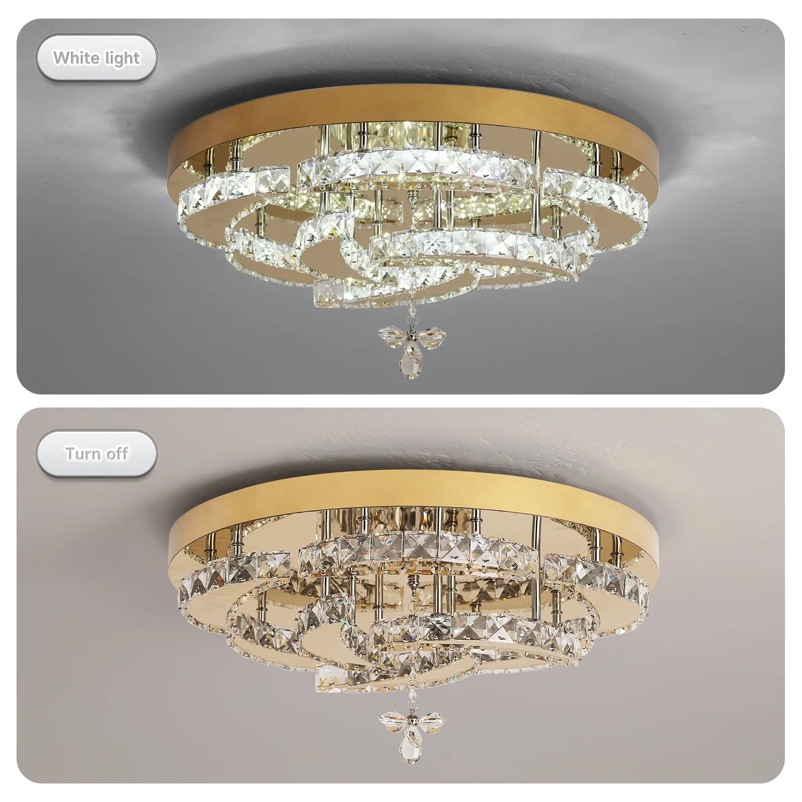 Luxury Gold K9 Crystal Ceiling Lamp Dimmable Led Chandelier Modern Living Dining Room Decor Pendant Light Lustre Home Fixture