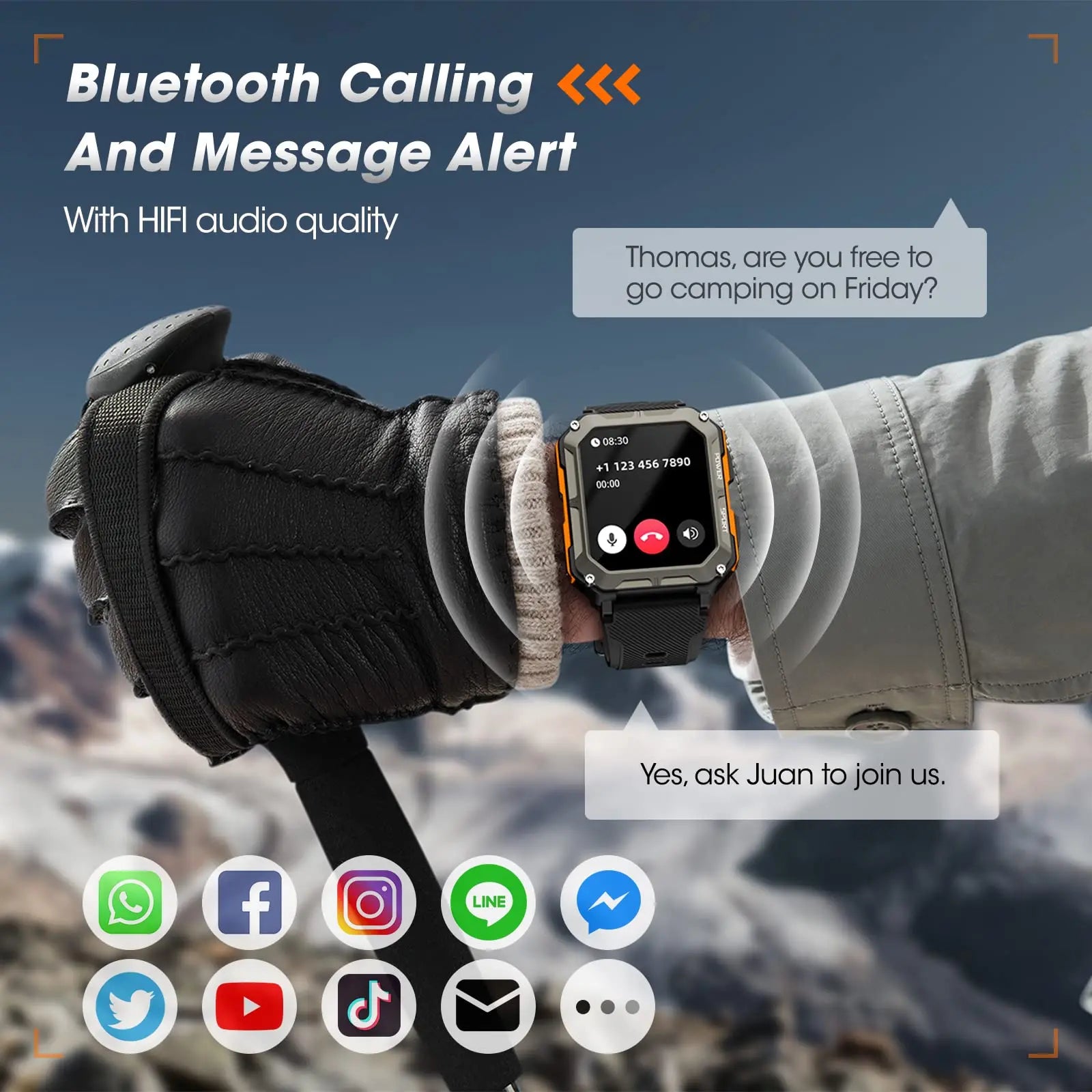 Men’s Smart Watch – Blood Pressure Monitor Tactical Smartwatch, Waterproof Fitness Tracker for Android & iPhone Outdoor Sports