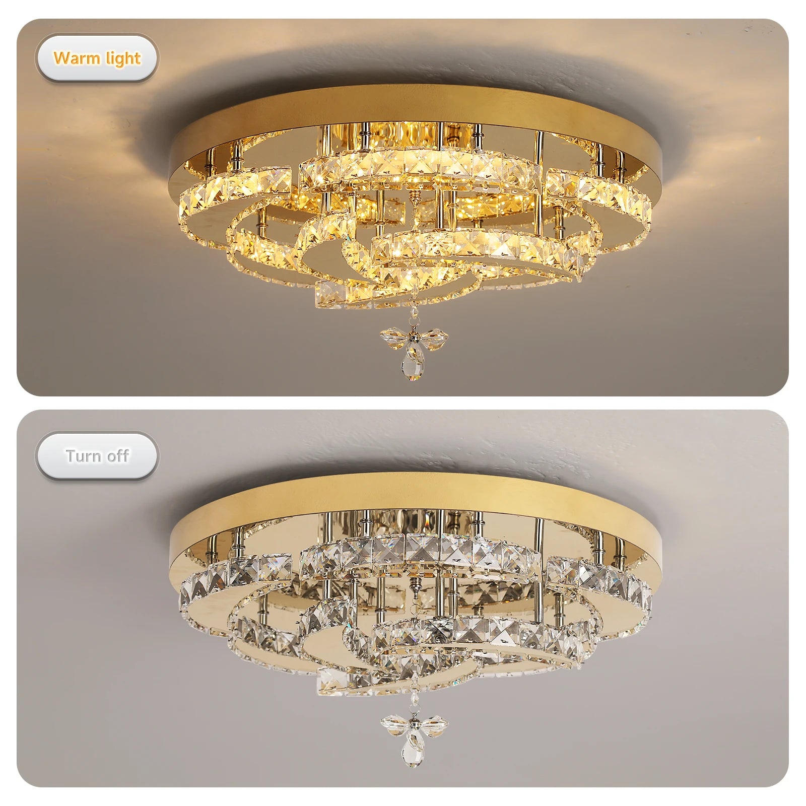Luxury Gold K9 Crystal Ceiling Lamp Dimmable Led Chandelier Modern Living Dining Room Decor Pendant Light Lustre Home Fixture
