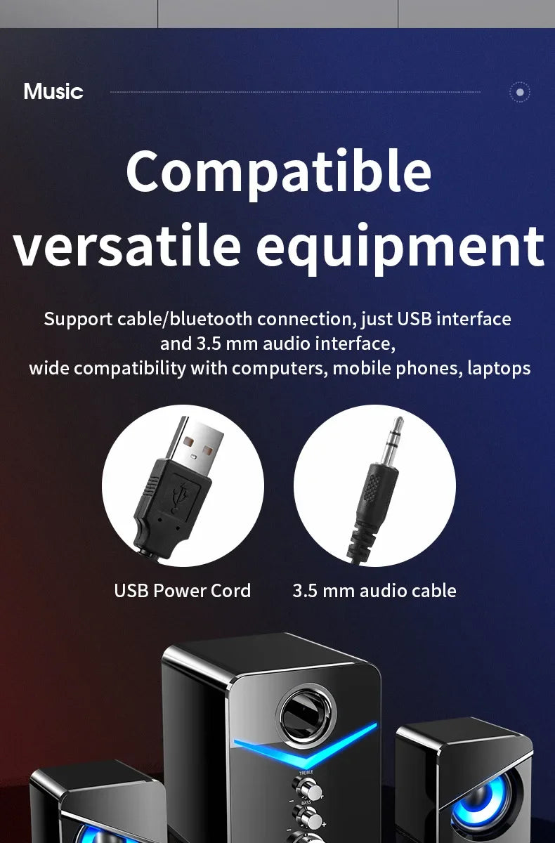 Bluetooth Speaker – Home Theater Bass System, Mini Desktop Speakers for PC, Phone, MP3 Player & Subwoofer Soundbar