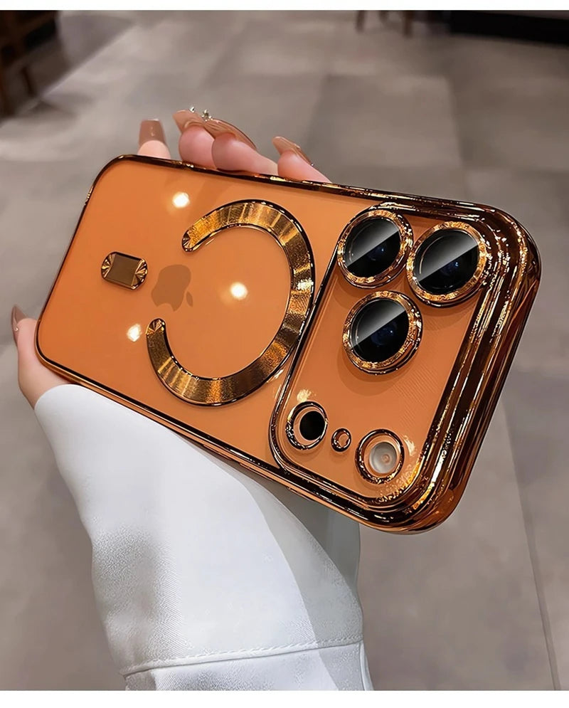 Luxury MagSafe Soft Phone Case for iPhone 11 12 13 14 15 16 17 Pro Max Plus Air, Magnetic Transparent TPU Bumper Cover