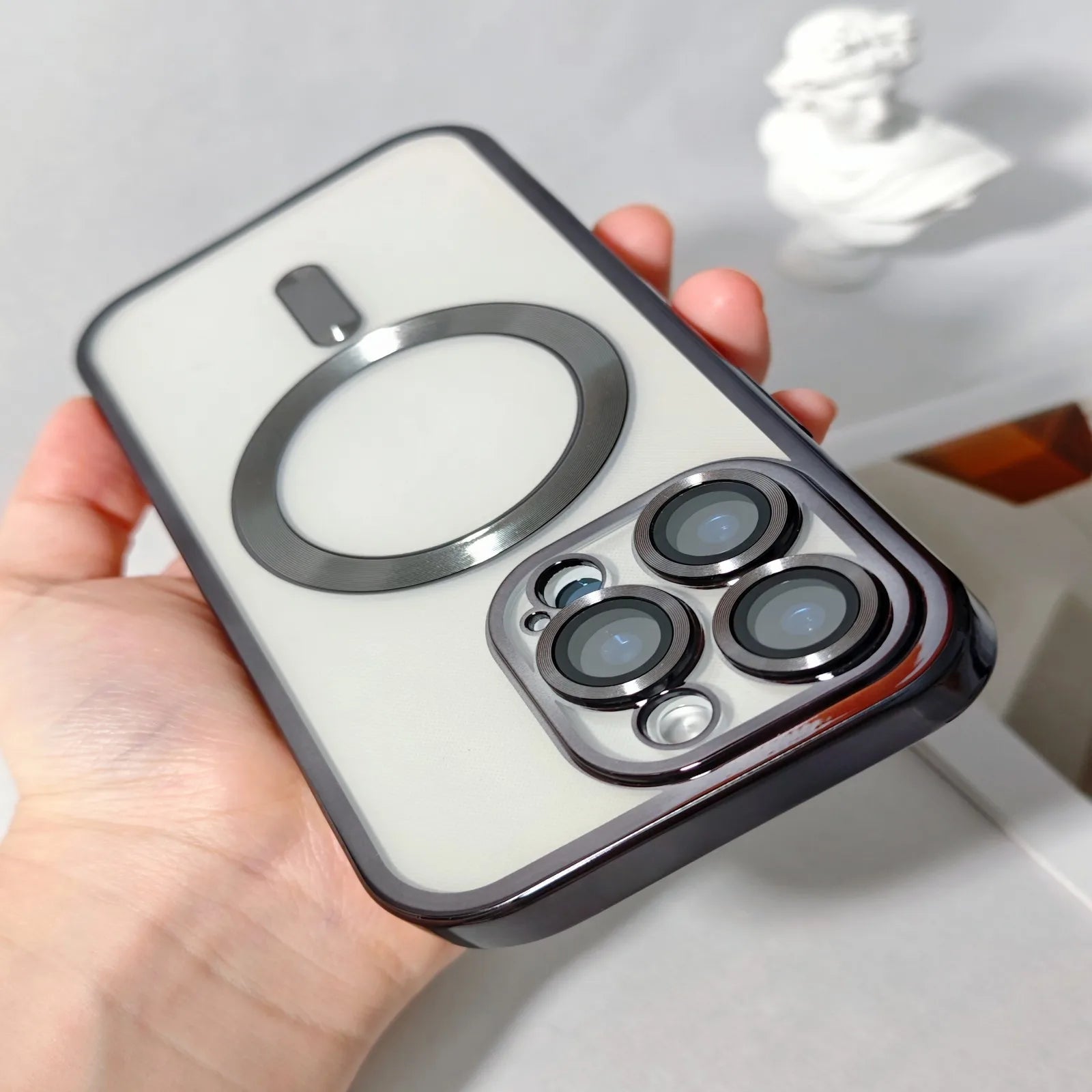 Plated MagSafe Magnetic Case for iPhone 12–17 Pro Max, Plus & Air, Wireless Charging Cover with Camera Lens Protector