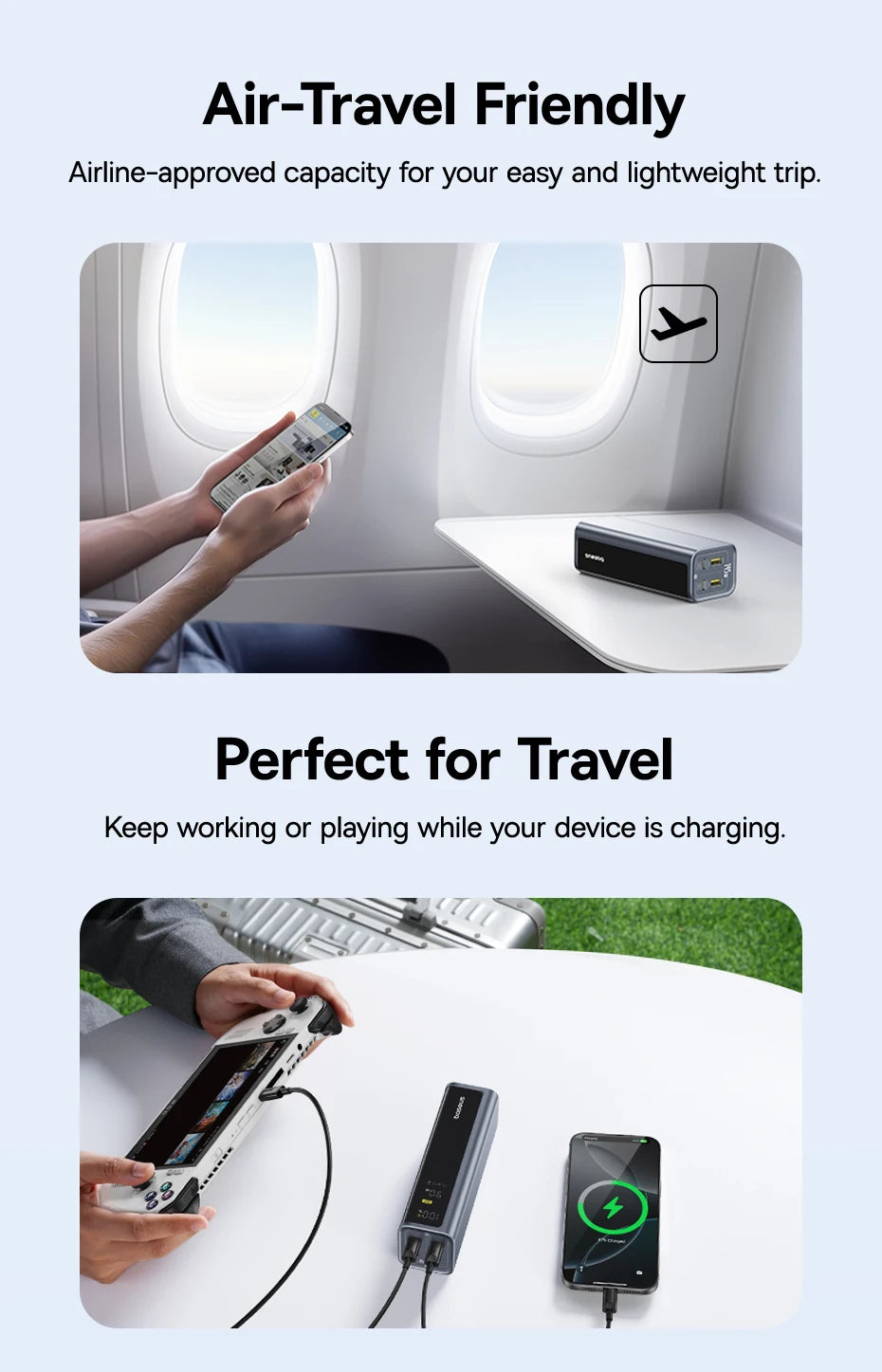Baseus 145W 20800mAh Power Bank – PD 100W Fast Charging Portable External Battery with Smart Digital Display for Laptop & Phone