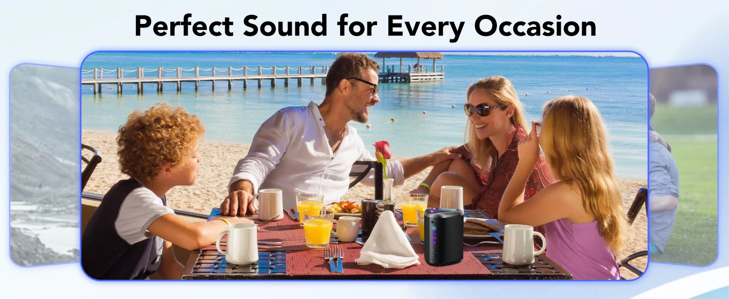 2025 Portable Bluetooth Speaker – Wireless Speaker with LED Light, Bluetooth 5.4, 24H Playtime, Enhanced Bass & IPX7 Waterproof