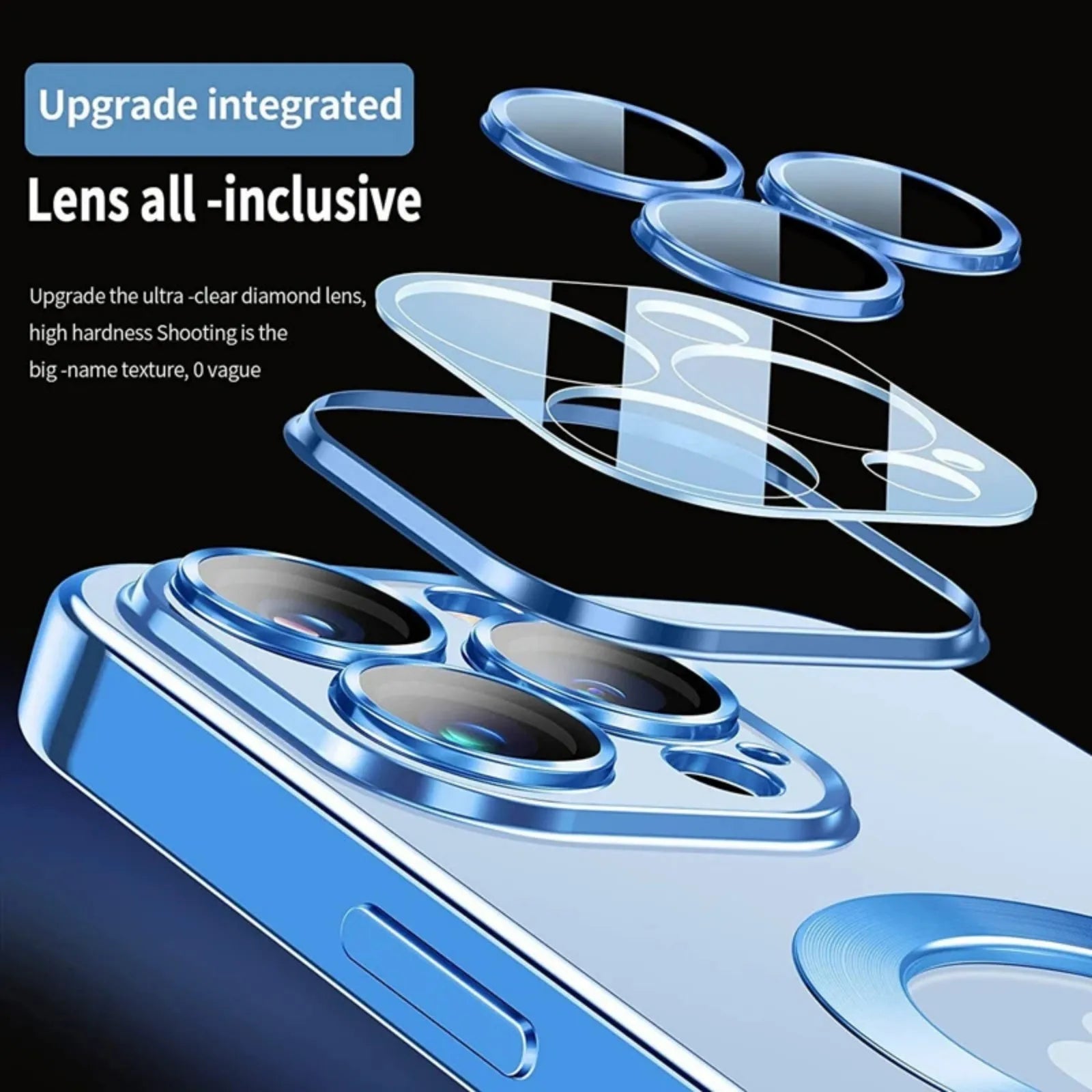 Plated MagSafe Magnetic Case for iPhone 12–17 Pro Max, Plus & Air, Wireless Charging Cover with Camera Lens Protector