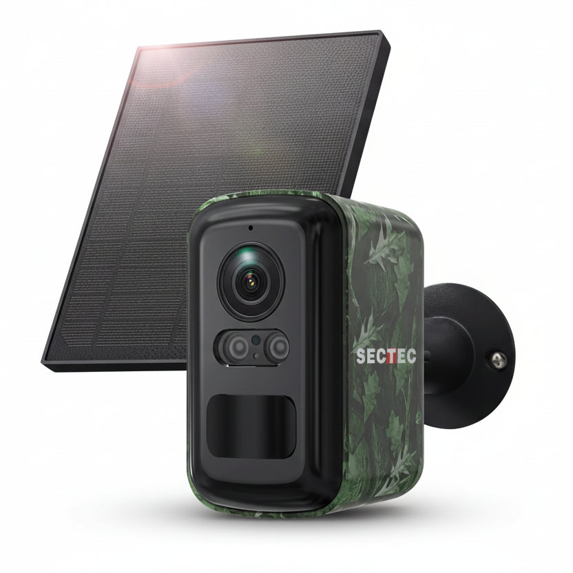 Sectec 5MP Mini Solar 4G Camera Outdoor Surveillance Camouflage Color WiFi Security  Camera PIR Detection Auto Tracking UBox App