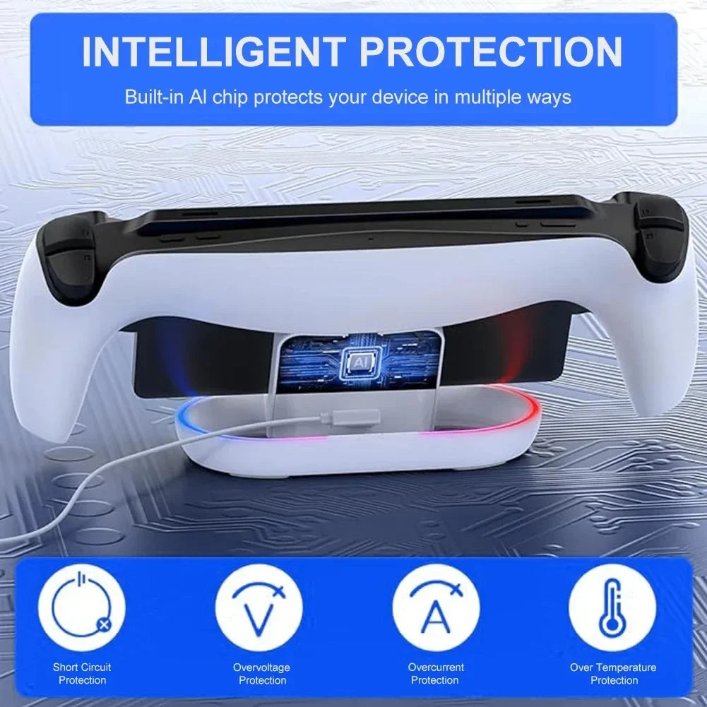 Charging Dock Station for PlayStation Portal/for PS5 Portal Game Console with RGB Lighting Effect Durable and Reliable Holder