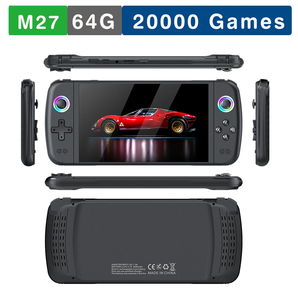 NEW M27 Portable Handheld Console - 7" IPS 1024x600 Linux Retro Gaming w/HDMI for Boys Gamer Gift & Plug & Play