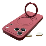 Original Metal Magnetic Stand Case for iPhone 17, 16, 15, 14, 13, 12, 11 Pro Max – Magsafe Soft Liquid Silicone Cover