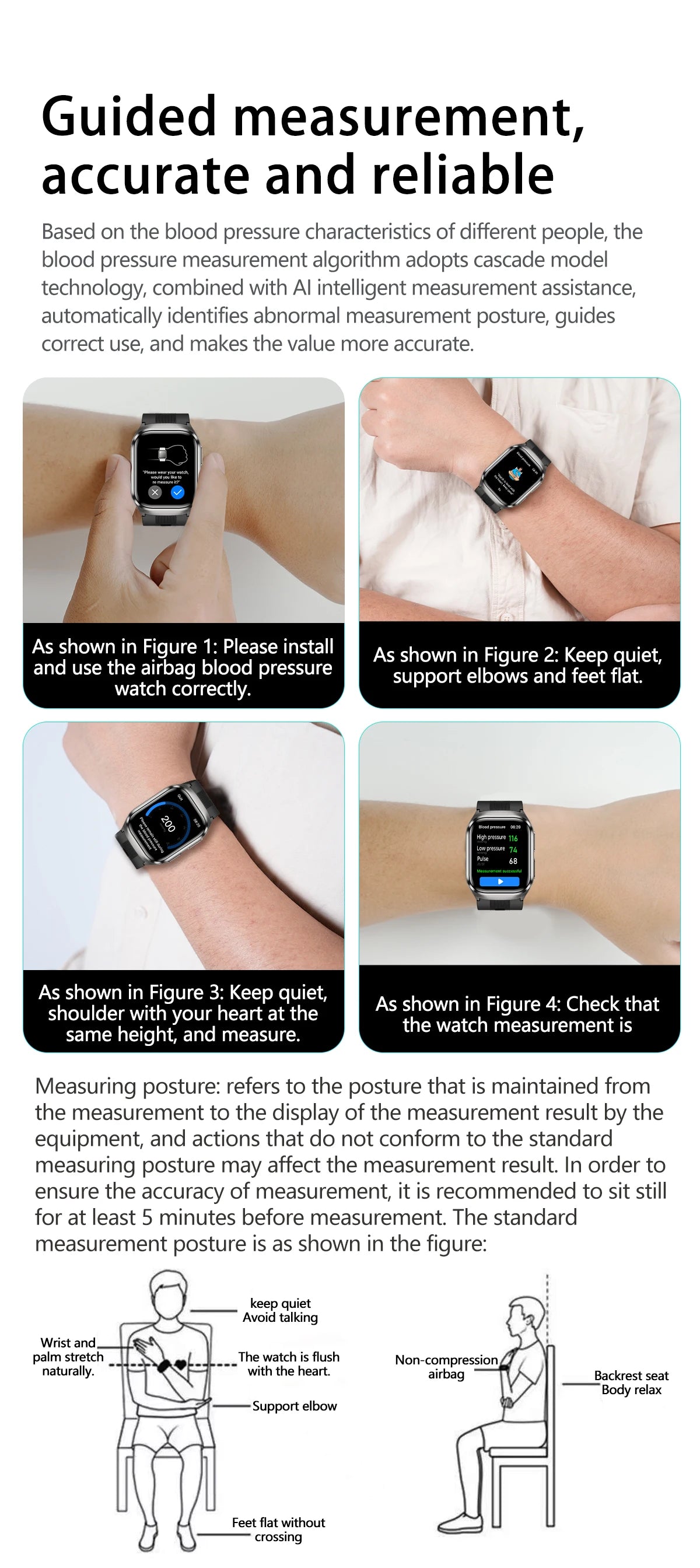 NOYAFA Air Pump Smart Watch Air Sac Accurate Blood Pressure ECG Oxygen Uric Acid Blood Lipids Health Monitoring Smartwatch