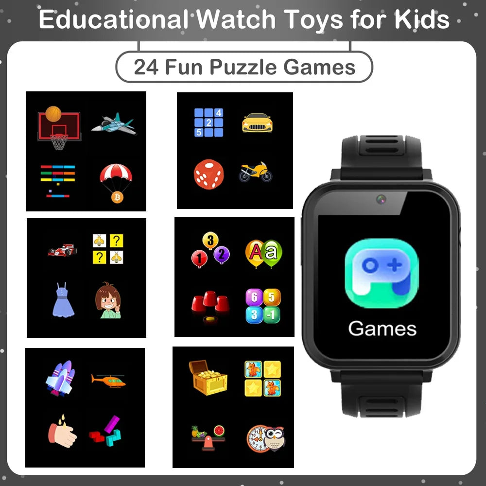 Children’s Smart Watch – 24 Games, Music Player, Pedometer, Video & Audio Recorder, Torch, Kids Wristwatch with Time Display