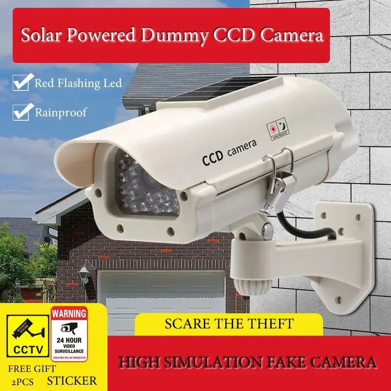 Simulation Solar Powered Waterproof Fake Camera Red Flashing Led CCD Security Camera Home Office Surveillance System Scare Theft