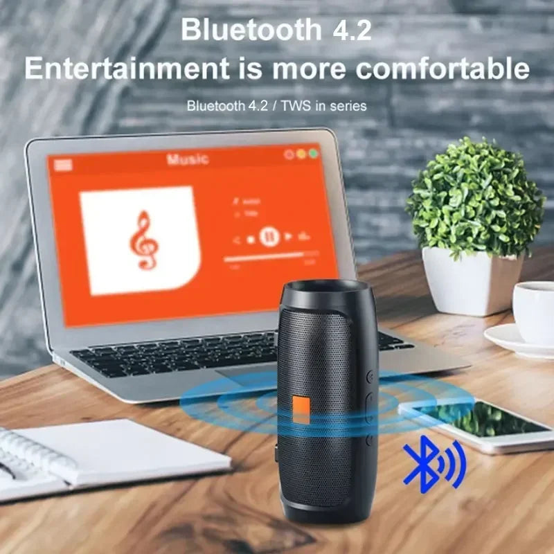 Bluetooth 5.0 Portable Speaker – Dual Stereo Speakers with Subwoofer, TF/USB Playback, FM Radio & Voice Broadcast for Outdoor Use