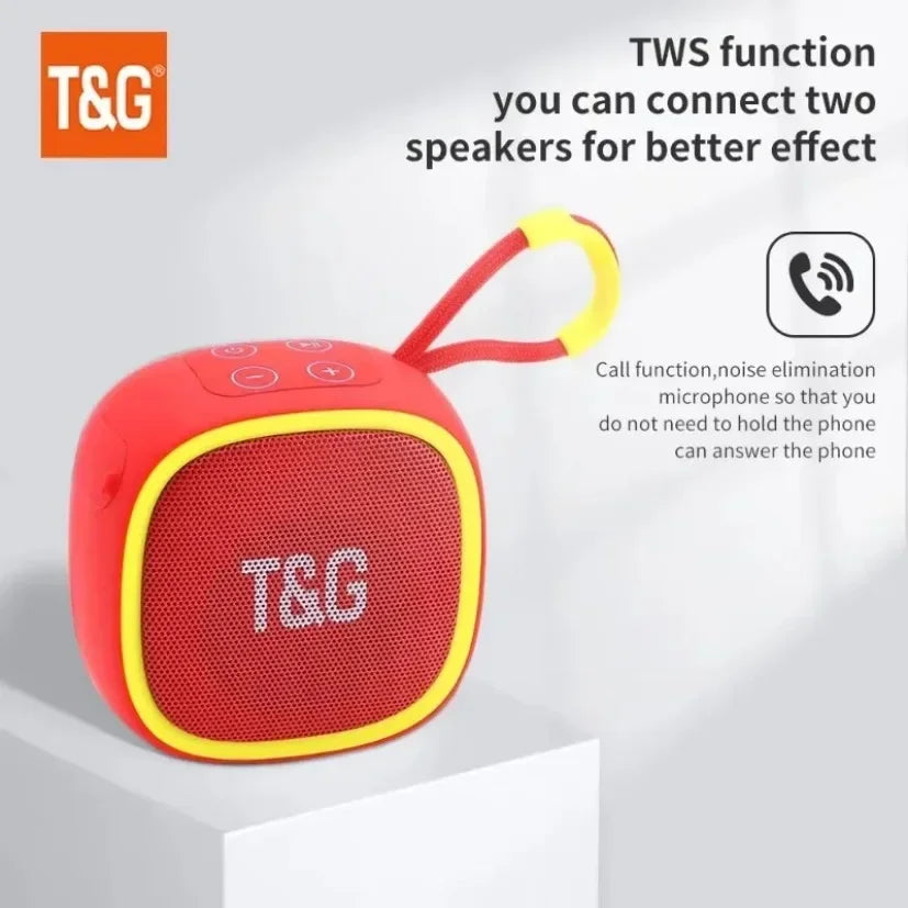 Mini Bluetooth Speaker – IPX4 Waterproof Portable Wireless Loudspeaker with TF Card, FM Radio, TWS Stereo & HiFi Sound