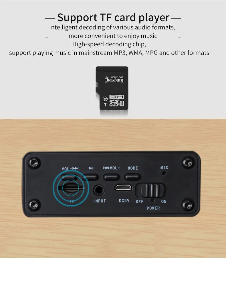 Wireless Bluetooth 5.0 Speaker – Wooden Sound System with Alarm Clock Display, AUX, TF/FM Radio & Subwoofer for Computers