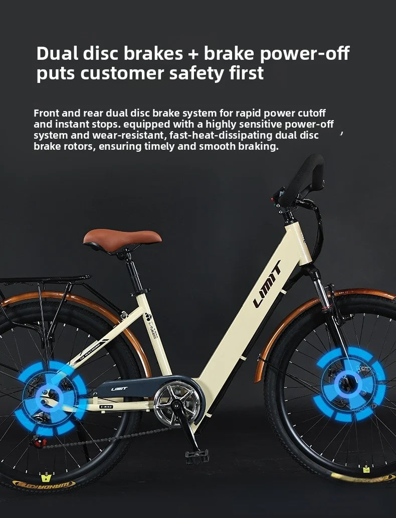 New fashionable E-bike, 26-inch urban commuter electric bicycle for adults, 400W brushless motor, 48V20AH battery electric moped