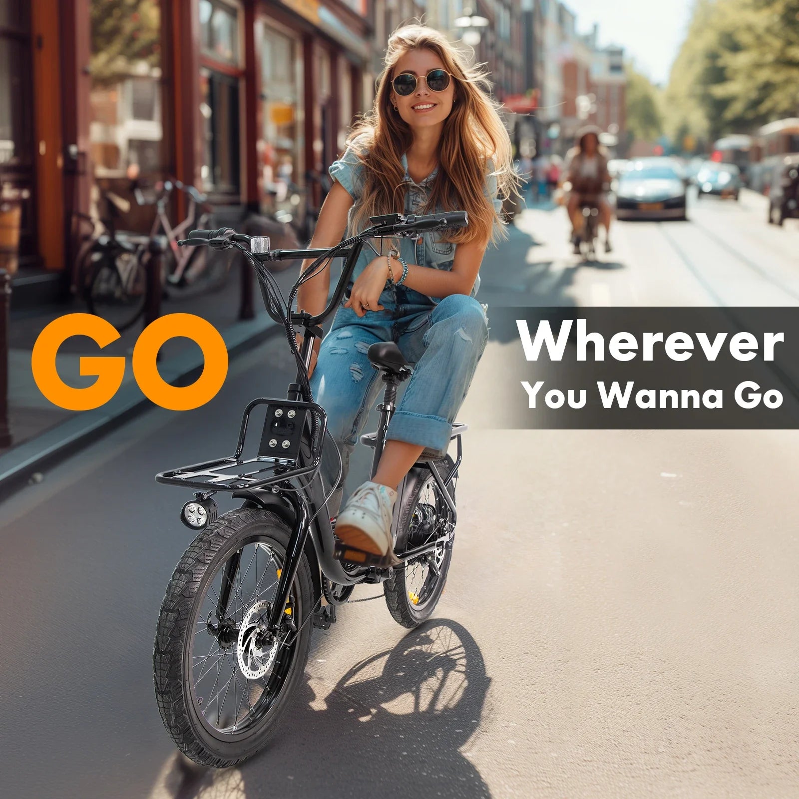 20-inch electric bike, stylish city commuter bike with 750W efficient motor, 48V-10ah lithium battery outing electric moped