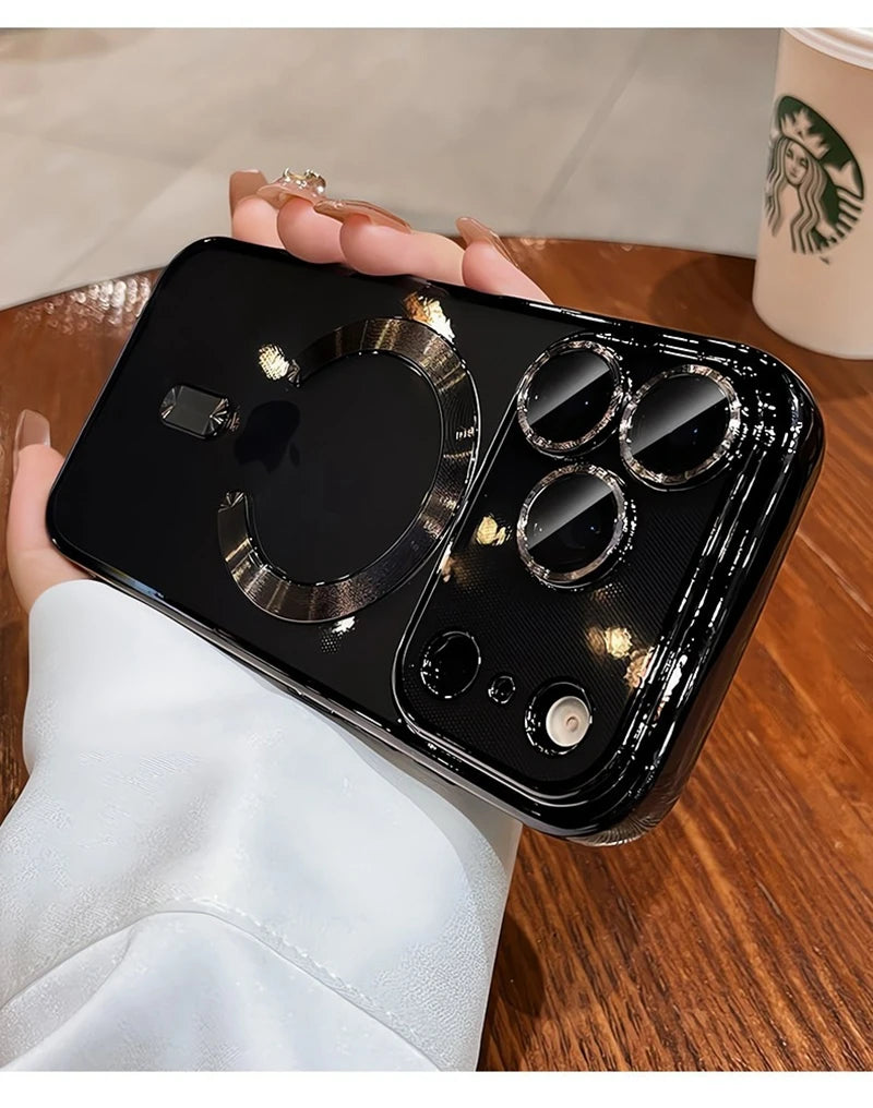 Luxury MagSafe Soft Phone Case for iPhone 11 12 13 14 15 16 17 Pro Max Plus Air, Magnetic Transparent TPU Bumper Cover