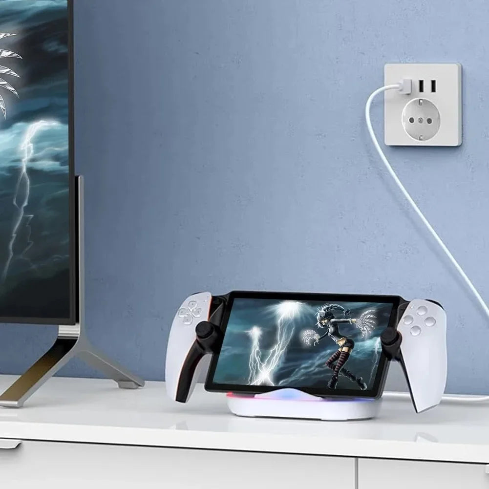 Charging Dock Station for PlayStation Portal/for PS5 Portal Game Console with RGB Lighting Effect Durable and Reliable Holder