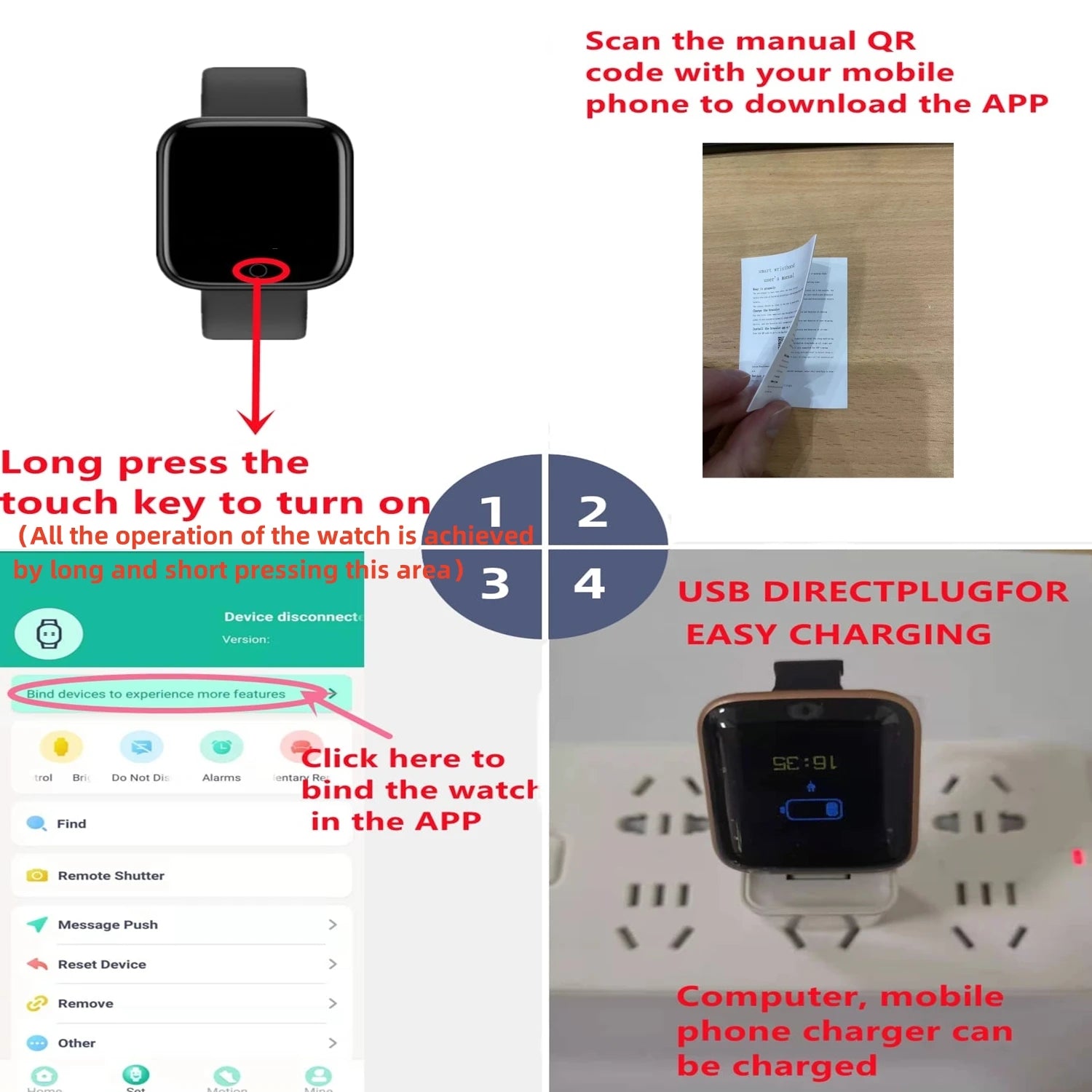 Smart Watch for Men & Women – Fitness Smart Band with Sport Mode, Music Control, Calorie & Distance Tracking, Message Reminder for Android & iOS