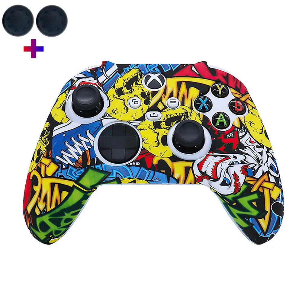 Gamepad Cases Soft Silicone Cover Anti-slip Protective Skin Case For Xbox Series X/S Controller Joystick With 2PcsThumb Grip Cap