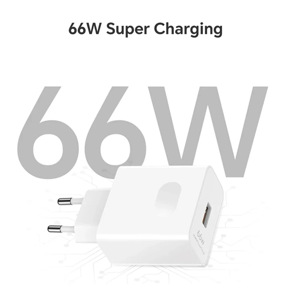 66W USB Fast Charger Quick Charge 3.0 EU Plug Adapter with 6A Type-C Cable for Huawei Mate 50 60, Nova 10, Honor 100, Magic 5